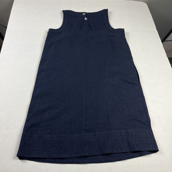 For Cynthia Lagenlook Linen Blend Shift Dress Blue Sleeveless Casual Relaxed S - Picture 9 of 10